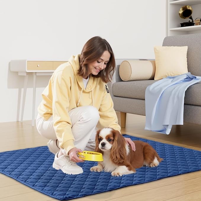 Smiry Waterproof Dog Bed Cover Blanket, Soft Reversible Pet Blanket, Washable Leakproof Cats Dogs Couch Cover for Sofa, Couch, Furniture, Plaid (52x82 Inch, Navy/Blue)