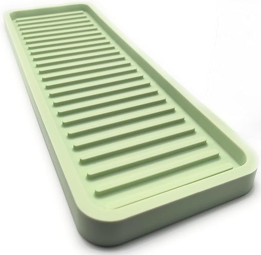Happitasa Silicone Kitchen Sink Organizer Tray, Sponge Holder and Countertop Protector | Bathroom and Kitchen Soap Dish and Dispenser Tray (Pistachio, 12"x4")