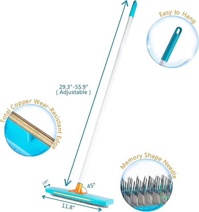 JollLax Carpet Rake-Carpet Hair Removal Tool-Carpet Rake to Fluff Carpet-Carpet Scraper Brush Rug Comb Pet Cat Fur Dog Hair Remover for Couch Furniture Carpet Broom
