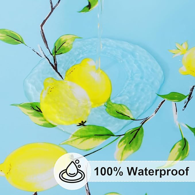 misaya Rectangle Vinyl Tablecloth, Fitted Table Cover, 100% Waterproof, Elastic Edge, Flannel Backing, Plastic Table Cloth Fit 8 Foot Folding Tables for Picnic, Camping, Outdoor (Lemon, 30x96 inch)
