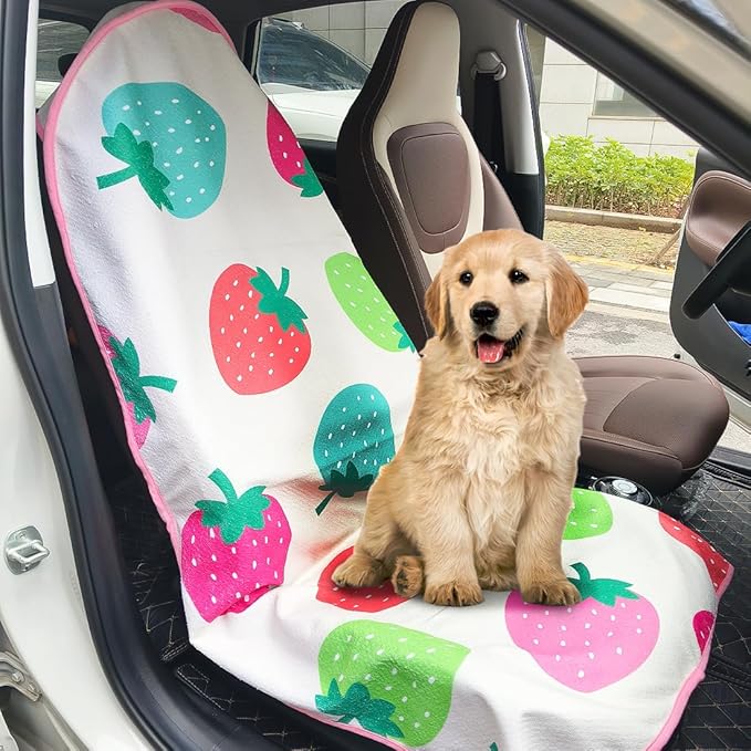 Waterproof Sweating Car Seat Cover for Post Gym Workout, Running, Swimming, Beach and Hiking, Universal Fit Non-Slip Bucket Seat Protector for Cars SUV Trucks, Machine Washable (Fruit)