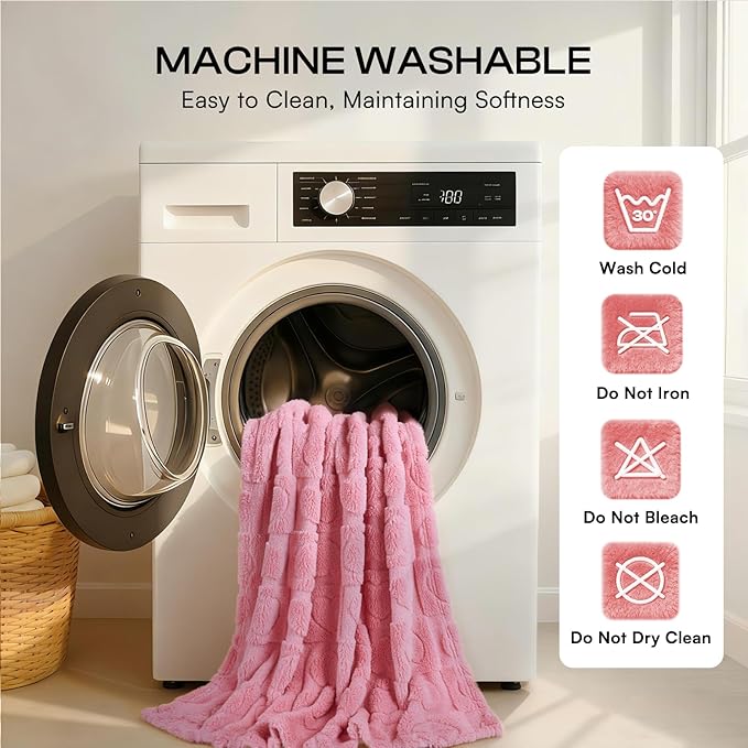 Luciphia 1 Pack 2 Small Dog Blanket Washable Pet Bed Cover Soft Fluffy Puppy Blanket with Premium Fleece 300GSM Cozy Calming Cat Blankets for Indoor Cats Pink 57x40 inch