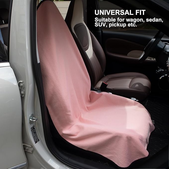 Waterproof Sweating Car Seat Cover for Post Gym Workout, Running, Swimming, Beach and Hiking, Universal Fit Non-Slip Bucket Seat Protector for Cars SUV Trucks, Machine Washable (Pink)