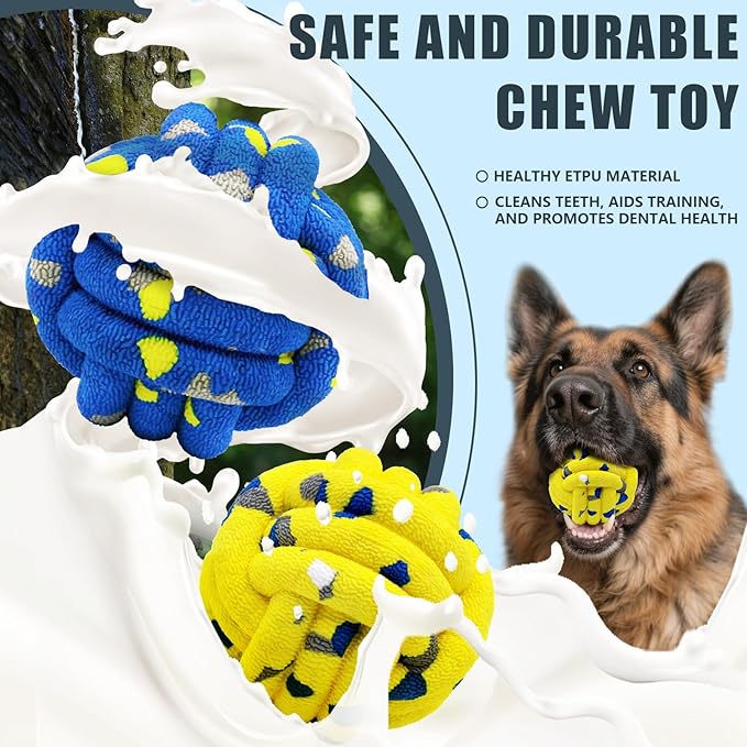 Magicorange Dog Balls 2 Pack Tennis Ball Toys Dog Toy for Aggressive Chewers Indestructible Teething Chew Toys Water Toy Fetch Ball for Dogs
