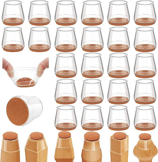 24Pcs Silicone Chair Leg Floor Protectors,Floor Protectors for Chairs,Rubber Chair Leg Protectors for Hardwood Floors,Chair Leg Caps Chair Leg Covers for Wooden Floors(Clear, Small)