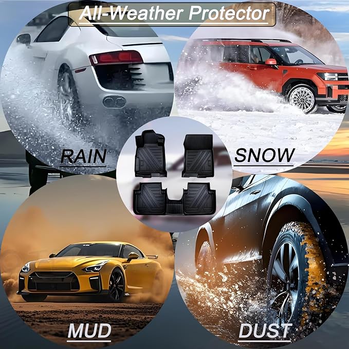 Aiqiying Floor Mats Compatible with Honda Accord 2013-2017 Models，All Weather Carpet Liners Waterproof Durable Custom-Fit Front Rear Full Set Protection TPE Accessories