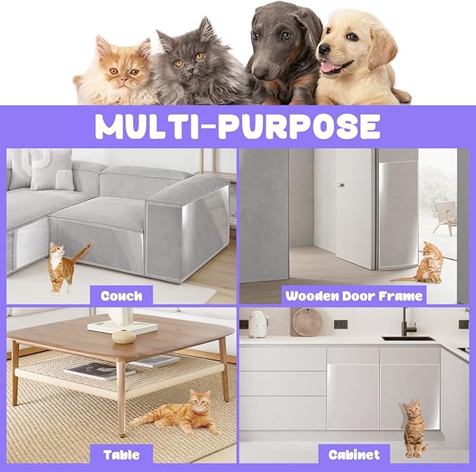 Large Cat Scratch Furniture Protector, 18 Pcs Clear Anti Cat Scratch Protector, Self-Adhesive Furniture Cat Scratch Protector, 17in