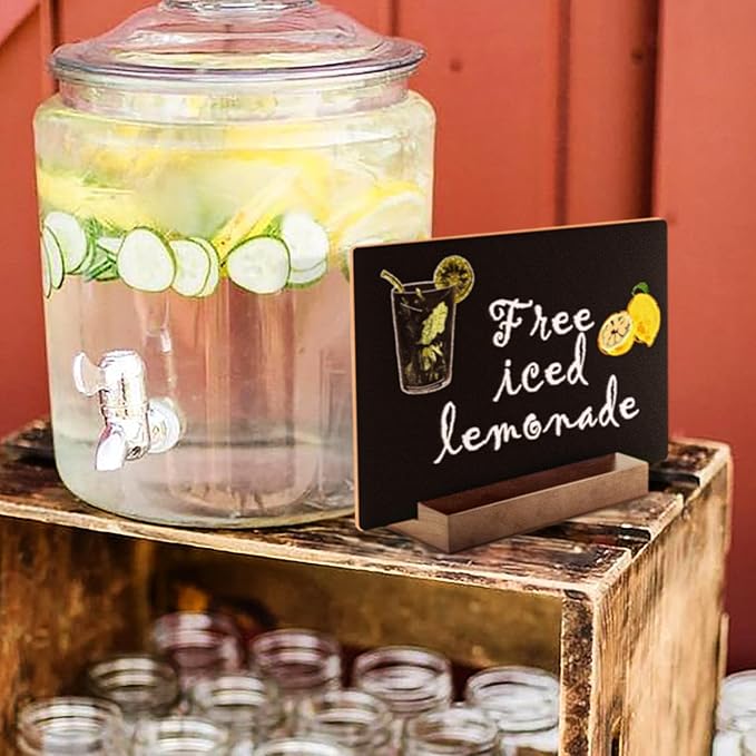 Tabletop Chalkboard with Wood Stand - 3 Pack, 6 x 8 Inch Double Sided Blackboard Food Signs Menu Message Boards for Coffee Bar, Lemonade Stand, Party Decoration - Vertical Back