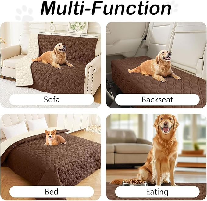 hyha Waterproof Dog Bed Blanket, Soft Pet Blankets, Waterproof Couch Cover for Dogs, Reversible Sofa Covers Washable for Furniture (40x90 Inch, Brown/Chocolate)