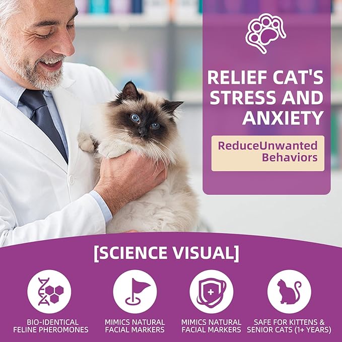 Cat Calming Pheromone Spray Kit Feline Calm Pheromones Vet Recommended Drug-Free Anxiety Relief for Multi-Cat Homes,Stops Scratching & Urine Marking,60-Day Supply | Drug-Free (2)