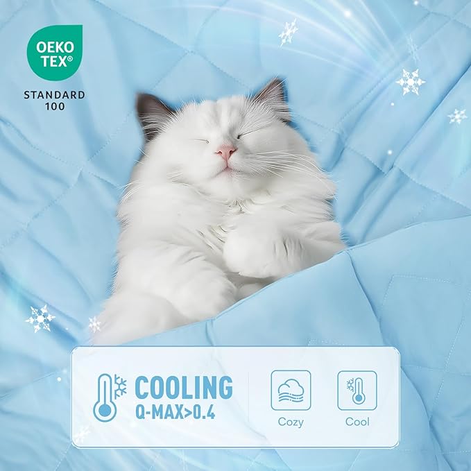 Luciphia Premium Cooling Dog Blanket for Small Medium Dogs Q-max>0.4 Washable Self-Cooling Cat Pet Mat Puppy Breathble Calming Throw for Beds Couches (Blue,40x60 inches)