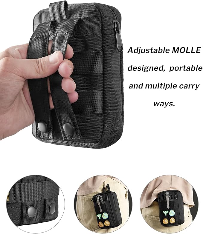 VIPERADE VE30 Molle Pouches Small EDC Pouch,Compact Belt Pouch for Men,EDC Pouch Pocket Organiser with Patches Area,Adjustable Molle Backpack Pack Pocket for Camping Bush Craft/Hiking/Traveling
