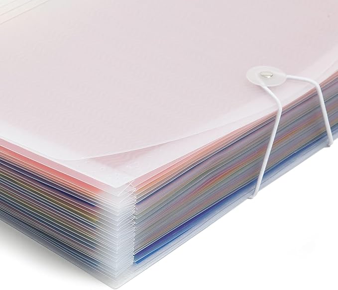 Smead Desktop Poly Expanding File Folder Organizer, Accordion File, Paper Document Storage, 24 Pockets, Flap and Cord Closure, Letter Size (70897)