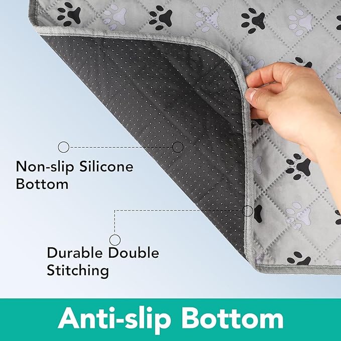 FUWERY Washable Pee Pads for Dogs ,30"X34", Thick Heavy Absorbency Reusable, Prevent Leakage, Non-Slip Pee Pads for Puppy Playpen,Potty Training, Grey, 2 Packs
