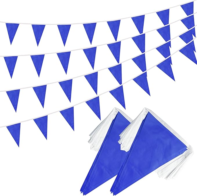 100 Feet Dark blue Pennant Banner Flags, 60 Pcs DIY Flag for Birthday, Party, Shops, Outdoor and Indoor Decorations, Festival Celebration (Dark blue)
