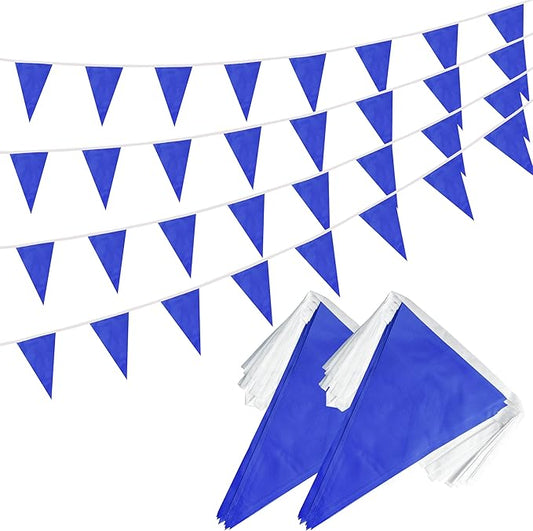 100 Feet Dark blue Pennant Banner Flags, 60 Pcs DIY Flag for Birthday, Party, Shops, Outdoor and Indoor Decorations, Festival Celebration (Dark blue)
