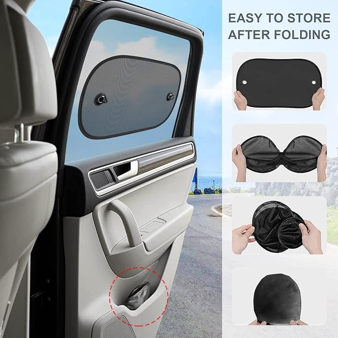 Car Window Shades, 2 Pack Sun Shade for Window Baby Suction Cups Sunshade for Side Window Sun and UV Block for Kids/Adults/Pets - 17.3''x14'' Fits 98% Cars