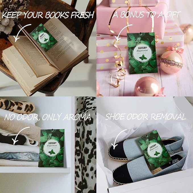 MYARO 12 Packs Peppermint Potpourri Bags Sachets for Drawer and Closet, Long-Lasting Drawer Car Air fresheners Closet Sachets Home Fragrance