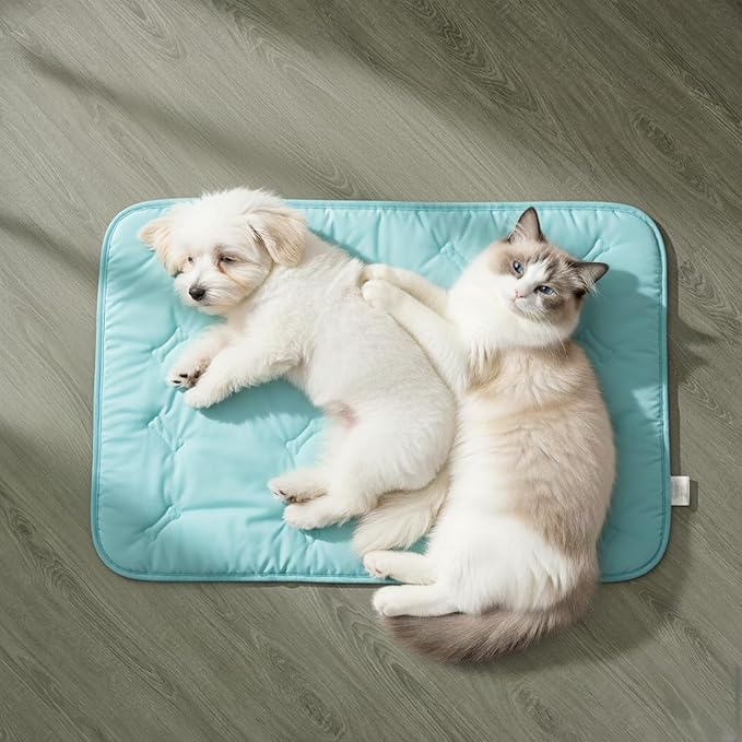 Cooling Pet Mat – 31x28.5 Dog or Cat Cool & Comfy, Soft Breathable Self-Cooling Pad, Pet-Safe, Durable, Perfect for Hot Weather, Naps, Crates, Cars, Couch, Washable, Take Anywhere, Blue