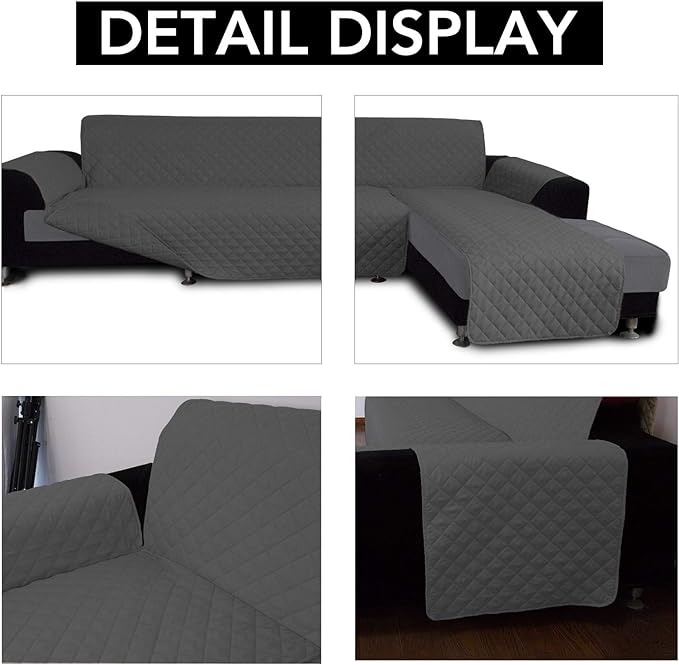 Easy-Going Sectional Couch Covers for Dogs L Shape Sofa Cover Reversible Sofa Slipcover Chaise Lounge Cover Furniture Protector Cover for Pets Dog Cat (Small, Dark Gray/Dark Gray)