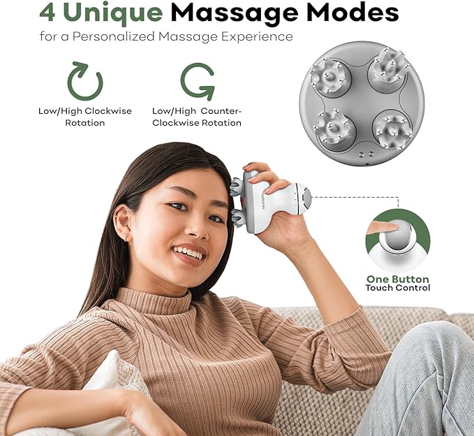 Electric Scalp Massager Cordless, Waterproof Handheld Head Hair Massage Massager, 84 Kneading Nodes & Pet-Friendly Cat Massager- Ideal Gift