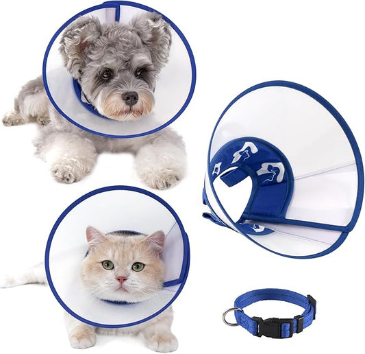 Elizabethan Recovery Cone Collar for Cats and Small Dogs, Adjustable Soft Pet Cone Collar to Stop Licking After Surgery, Comfortable Protective Cat & Puppy Cone (Neck Girth 7.0''–9.5'')