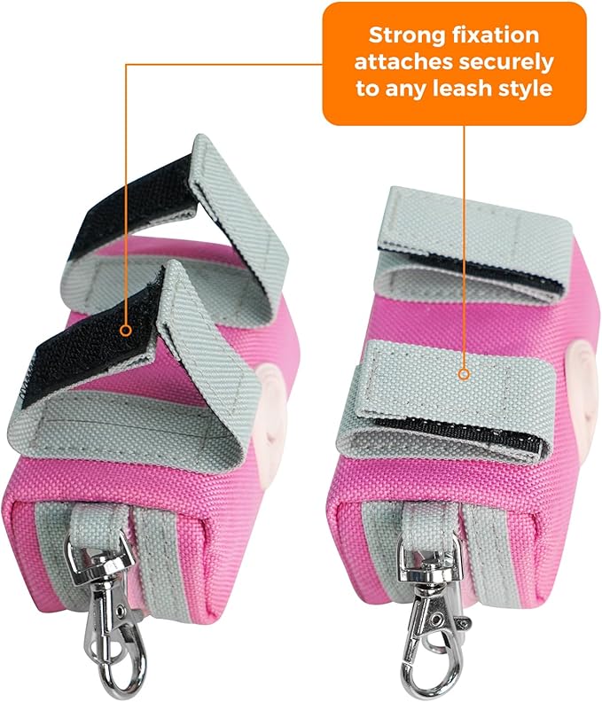 Dog Poop Bag Holder Zippered Pouch, Portable Dog Poop Bag Dispenser with 1 Metal Clip, Fashion Color Matching Canvas Waste Bag Holder for Leashes - Pink