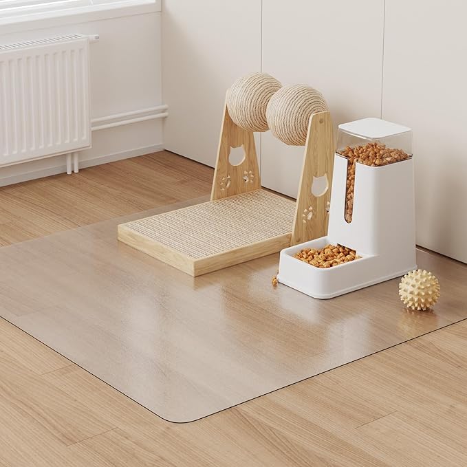 3x4ft Clear PVC Floor Mat, 2mm Thick Waterproof Protective Mat for Hard Floors, Under Refrigerator, Pet Bowls, or Appliances – Cuttable, Easy to Clean