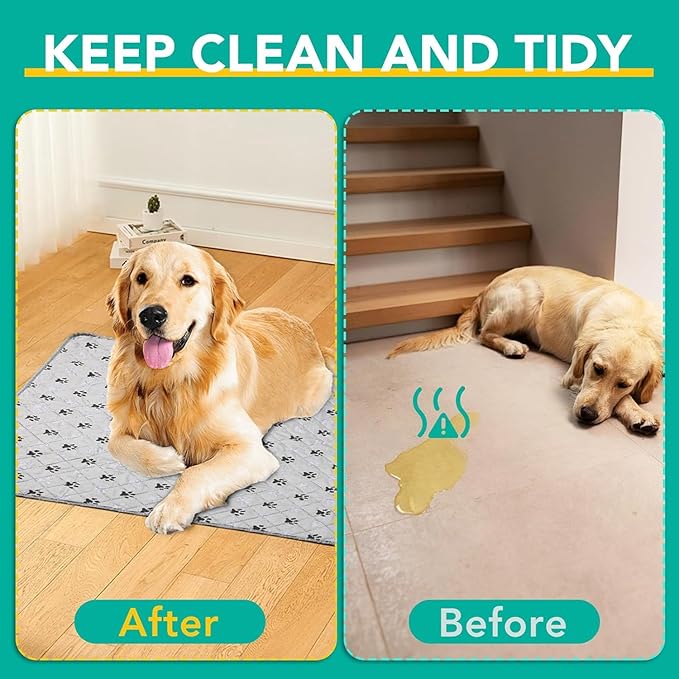 FUWERY Washable Pee Pads for Dogs ,36"X41", Thick Heavy Absorbency Reusable, Prevent Leakage, Non-Slip Pee Pads for Puppy Playpen,Potty Training, Grey, 2 Packs