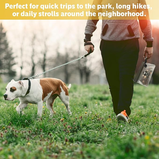 2-Pack Dog Treat Pouch,Lightweight, Compact,Leak Proof,Water Resistant,Carabiner Clip Dogs Travel Bag,Food-Safe Peva Reusable Bags,Holds Treats,Poop Bags,Toys Pet Bag,Dog Travel Accessories