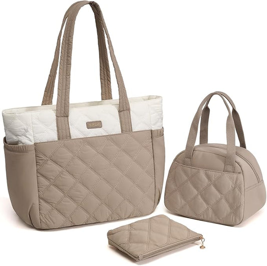 TAKUMI Lunch Tote Bag, 15.6 Inch Laptop Lunch Bag Combo Women,Lightweight Large Work Tote Bag with Lunch Box for Nurse Teacher, 3PCS