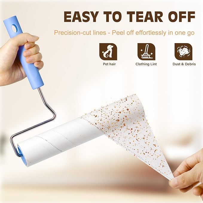 Lint Roller Refills (5 Packs 450 Sheets) Lint Rollers for Pet Hair Extra Sticky Refills,9.45 Inch Pet Hair Remover,Lint Roller Cleaning for Clothes,Furniture and Carpet,Easy to Tear