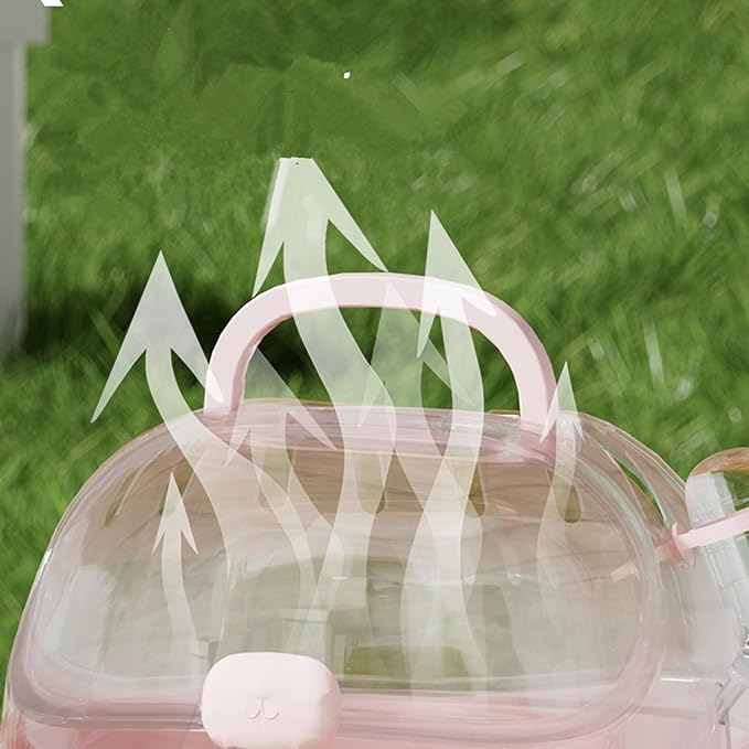 Small Animal Carrier Cage with Water Bottle, Portable Hamster Travel Carrier Carry Case for Small Pets, Gerbils, Mice, Dwarf Hamster (Pink)