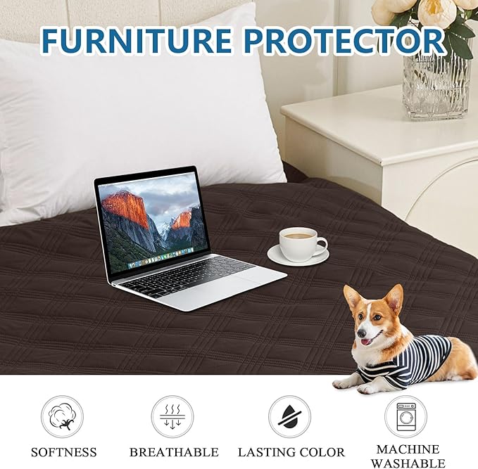hyha Waterproof Dog Blanket, Reversible Pet Bed Blanket, Soft Sofa Couch Cover for Dogs Washable, Waterproof Pet Couch Covers for Sofa Puppy Cats Furniture Protector(40"x70", Chocolate/Chocolate)