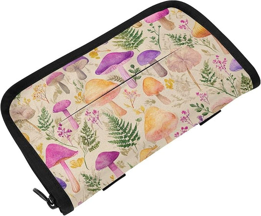 Car Tissue Holder Car Napkin Holder Car Tissue Box Dispenser Storage Case Sun Visor Mask Holder with Adjustable Straps Reusable Refillable Mushroom Colorful Pattern