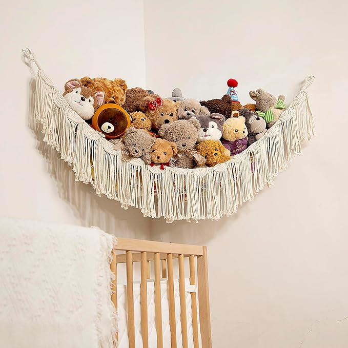 Amdermi Stuffed Animal Net Hanging Organizer Children's Room Stuffed Animal Toy Hammock for Teddy Net Corner Toy Net for Bedroom Decor