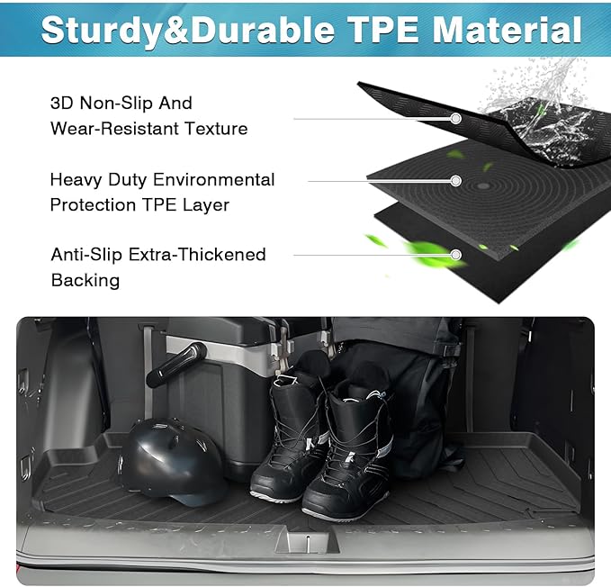 Mixsuper Cargo Liner for Chevrolet Traverse 2018-2023, Trunk Mat Behind The 3rd Row Seats, All Weather Cargo Mat for Chevy Traverse Rear Trunk Liner Black