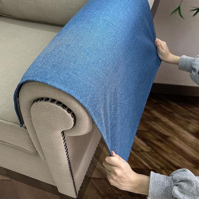 NOYOURS Couch Arm Covers, Anti-Slip Sofa Armrest Cover for Recliner, 2pc Washable Sofa Arm Covers, Dogs Cats Pet Scratch Proof Couch Arm Protectors, Blue, 20x24inch