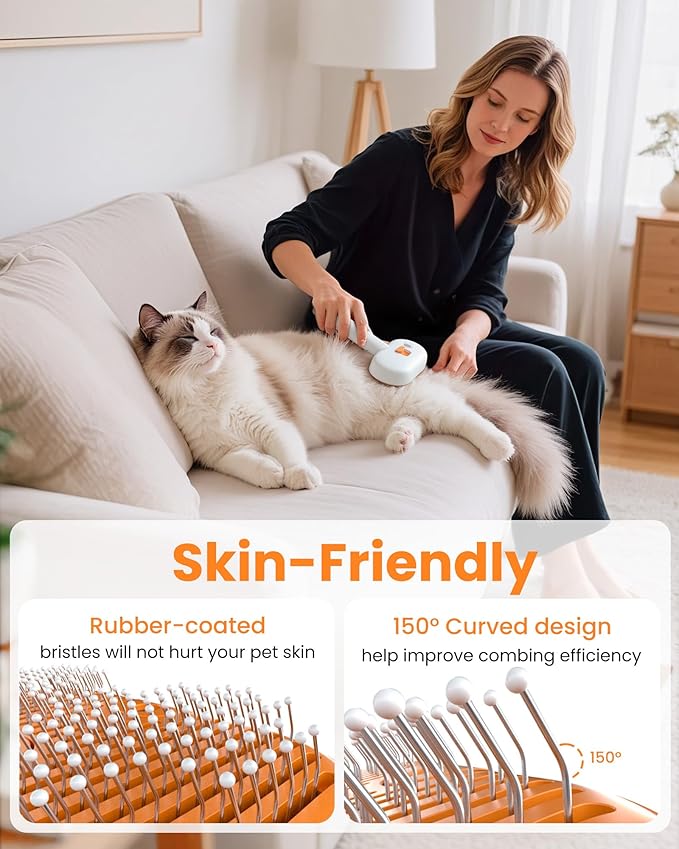 Cat Steam Brush with Waterless Shampoo, 3-in-1 Pet Steam Brush for Dog, Self Cleaning Pet Spray Hair Removal Comb for Long Haired Pets, Cool Mist Only
