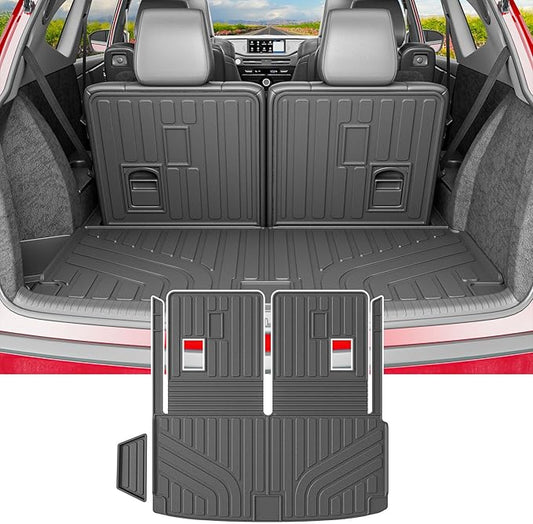 powoq Cargo Mat Compatible with 2022-2026 Acura MDX Trunk Mat with Backrest Mat Cargo Liner Back Seat Protector TPE Replacement for 2022-2026 Acura MDX Accessories (Trunk Mat with Backrest Mats)