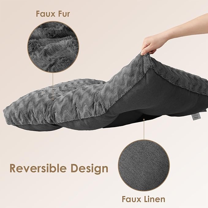 EHEYCIGA Washable Medium Dog Bed for Crate 29x21 Inch, Reversible Kennel Pad for Dogs Weight Up to 35 lbs, Plush and Comfy Pet Sleeping Mat, Charcoal