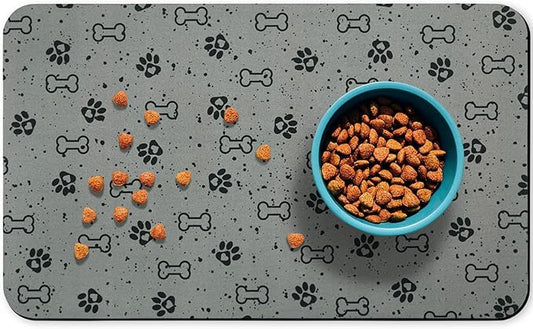 Dog Food Mats,Cat Absorbent Water Bowl Feeding Mats Pet Placemats for Food and Water Spot 12 * 20 inch
