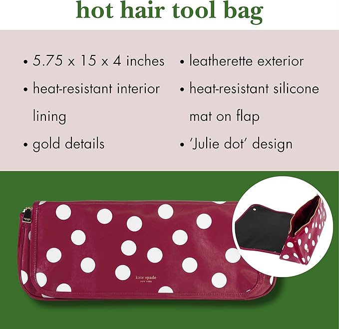 kate spade new york Hair Styling Tools Organizer, Compact Hairstylist Travel Bag (Julie Dot)