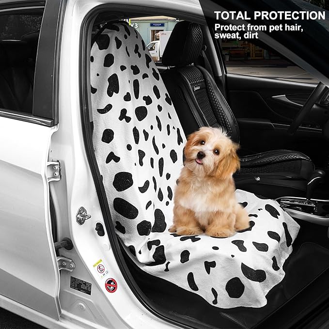 Waterproof Sweating Car Seat Cover for Post Gym Workout, Running, Swimming, Beach and Hiking, Universal Fit Non-Slip Bucket Seat Protector for Cars SUV Trucks, Machine Washable (1pcs-Cow)
