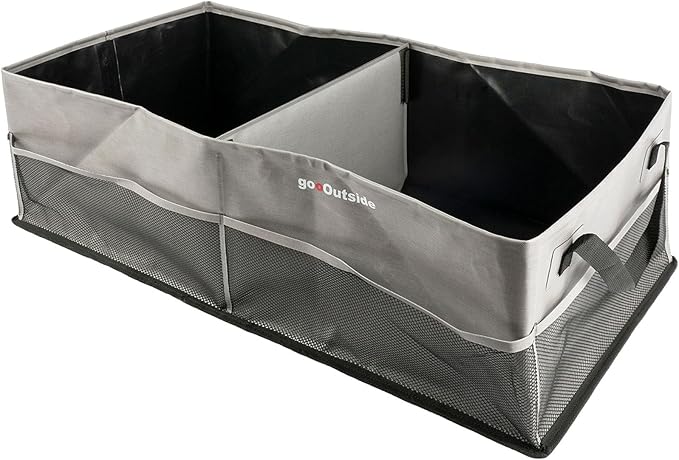 Collapsible Waterproof Car Trunk Organizer, Soft PVC Storage Bin with Rugged PVC-Coated Fabric for SUV & Truck (Stone Gray, PLUS)