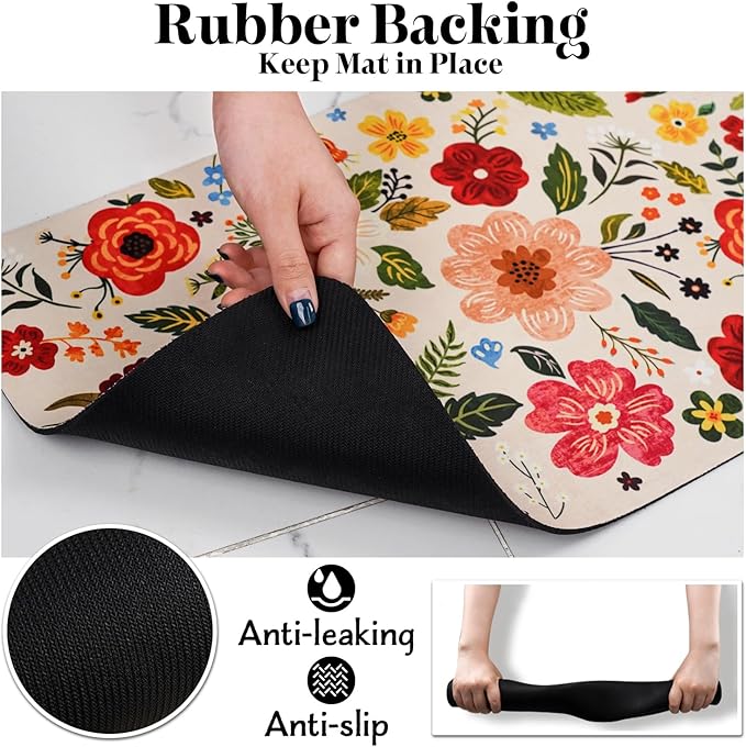 Eco-Friendly Pet Supplies: Absorbent Quick Dry Cat & Dog Food Mat, 12"x20"