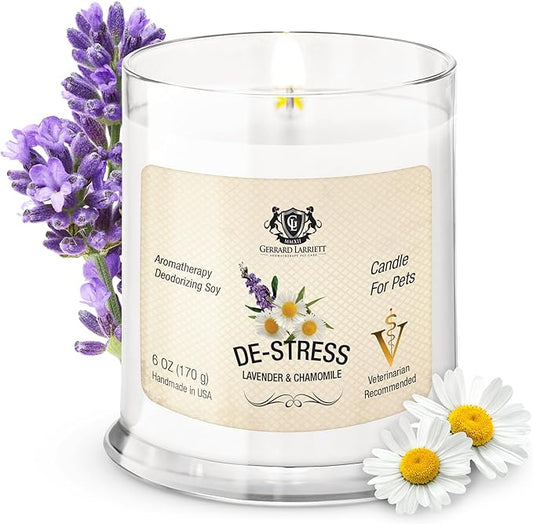 Pet Odor Eliminator Candle Lavender and Chamomile Scented Candle, Pet Candles Odor Eliminator, Soy Wax Calming Candles Aromatherapy, Dog & Cat Friendly Air Fresheners by Gerrard Larriett
