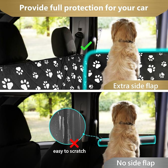 F-color SUV Cargo Liner for Dogs - Waterproof Pet Cargo Liner with Side Flaps, Comfort Dog Cargo Cover with Bumper Flap, Scratchproof Non-Slip Large for Full-Size SUVs Vans, 55 x 93 Inch, Paw