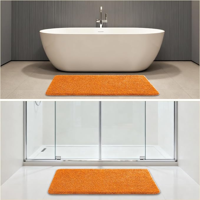 Orange Bathroom Rugs 24"x48" – Long Plush Non-Slip Bath Mat, Absorbent & Washable Microfiber Runner Rug – Perfect for Tub, Sink, or Washroom
