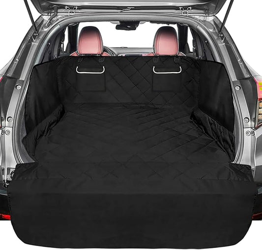 F-color SUV Cargo Liner for Dogs - Waterproof Pet Cargo Liner with Side Flaps, Comfort Dog Cargo Cover with Bumper Flap, Scratchproof Non-Slip Large for Full-Size SUVs Vans, 55 x 93 Inch, Black
